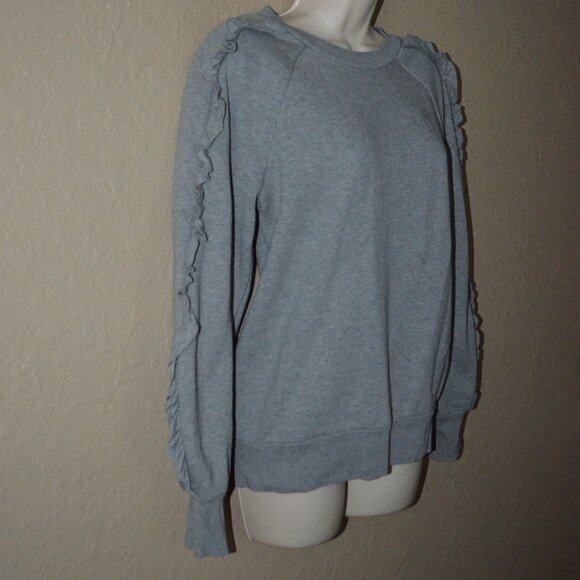 Sz S Burberry Gray Kupa Ruffle Frill Long  Sleeve Sweatshirt - Picture 4 of 7